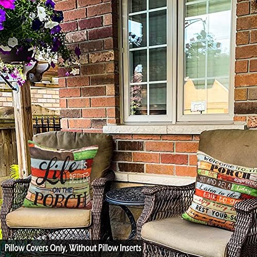 JOJOGOGO Patio Decor Outdoor Porch Pillow Covers 18x18 Waterproof, Set