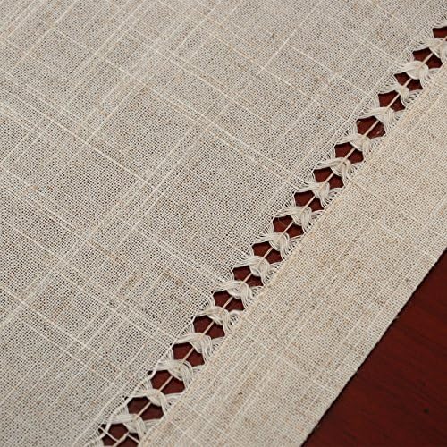 Grelucgo Handmade Hemstitched Natural Rectangle Lace Table Runners