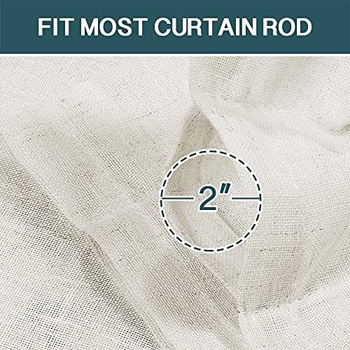 FantasDecor 108 inch Curtains Ivory White Linen Blend Semi Sheer Light