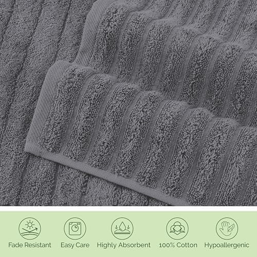 Elegant Comfort 100% Turkish Cotton Corduroy Ribbed Luxury Washcloths