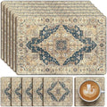 Bucherry 6 Sets Boho Cork Placemats 16 x 12 Inch, Blue