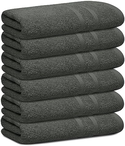 Looperry 6 Pack Small Bath Towel Set - 100% Cotton 23x46 Shower Towels