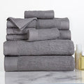 Bedford Home Ribbed Cotton 10 Piece Towel Set - Silver