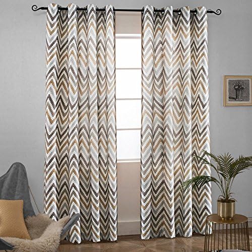 Melodieux Chevron Grommet Top Window Curtains for Living Room, 52 by