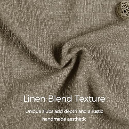TWOPAGES Linen Room Darkening Rod Pocket Curtain, Taupe Grey, 50Wx96L