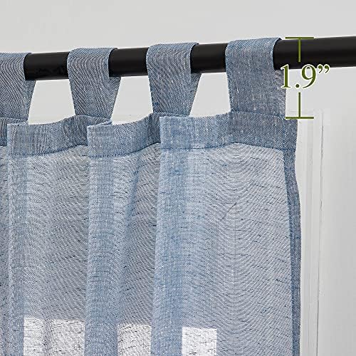 NICETOWN Sheer Linen Curtains 96" L for Living Room, Tab Top Bedroom