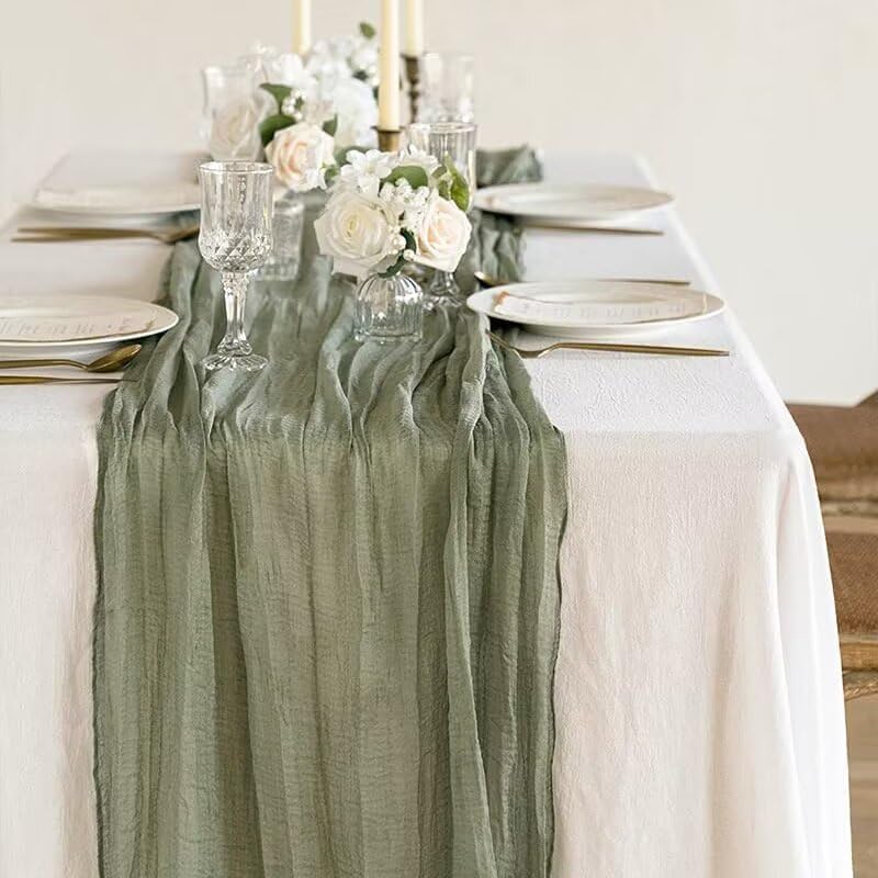 Light Gray Cheesecloth Table Runner Easter Spring Boho Rustic 10ft