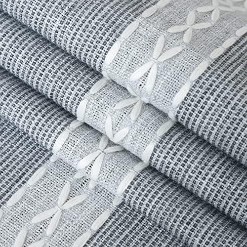 NEWISHER Farmhouse Braided Striped Embroidery Table Runner 108 inches
