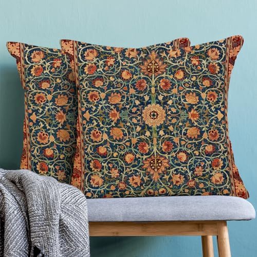 Boho Floral Pillow Covers 20x20 Set of 2, William Morris Flower