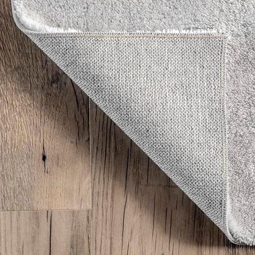 nuLOOM Loni Light Grey Solid Washable Runner Rug, 2' x 6'