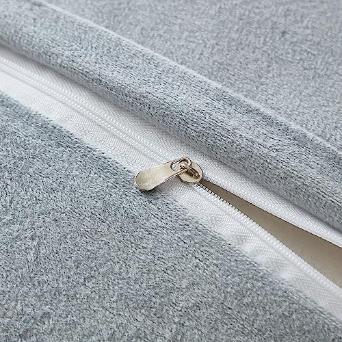 Bed Pillowcase Queen Set of 2 Striped Faux Rabbit Fur and Velvet Back