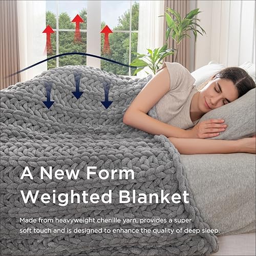 Maetoow Handmade 20 lb Soft Knitted Weighted Blanket, 60 x 80 in