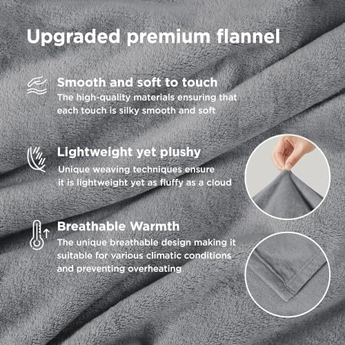 Bedsure Fleece King Size Blankets for Bed Grey 108x90&Sherpa Throw
