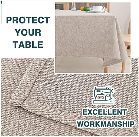 FantasDecor Linen Textured Table Cloths Round Tablecloth Waterproof