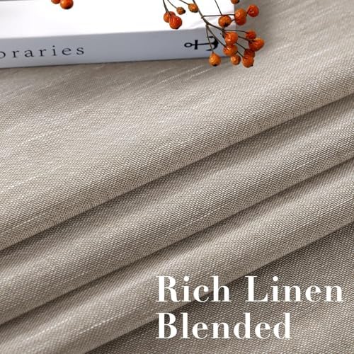 H.VERSAILTEX Taupe Linen Sheer Curtains 84" 2 Panels Grommet