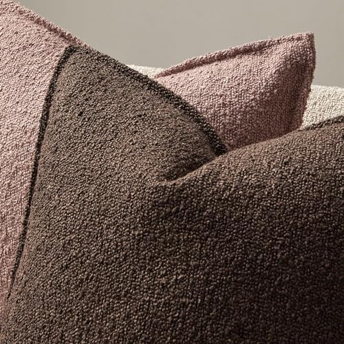 Brown 20x20 Boucle Textured Throw Pillow Covers Set of 2 for Couch