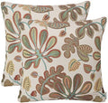Mika Home Set of 2 Jacquard Tropical Leaf Pattern Throw Pillow Covers