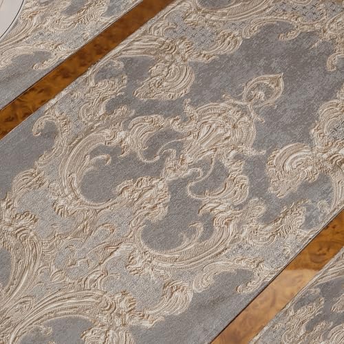 Loom and Mill Luxury Jacquard Damask Table Runner 108 Inches Long