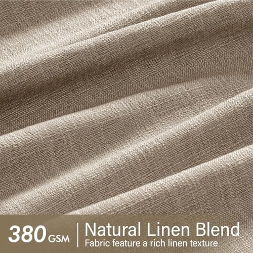 MIULEE Pinch Pleated Thick Linen Curtains 108 Inches 2 Panels Grey