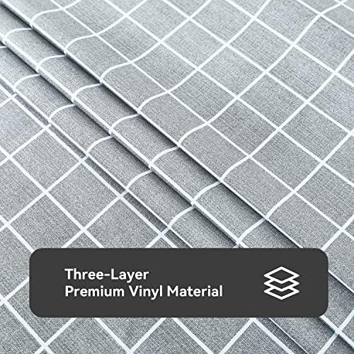 Romanstile Checkered Vinyl Tablecloth, Square 60 x 60, Grey