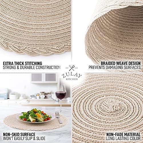 Zulay Kitchen 15 Inch Round Placemats for Dining Table Set of 6