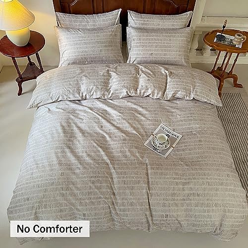 NSNLGSGC Beige Boho Duvet Cover King, Vintage Striped Comforter Cover