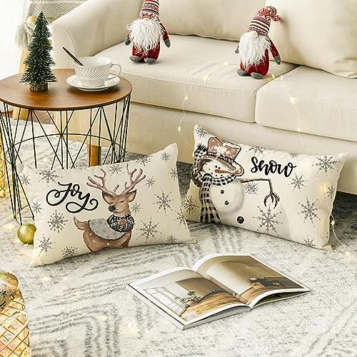 AVOIN colorlife Christmas Snowman Reindeer Gloves Eucalyptus Throw