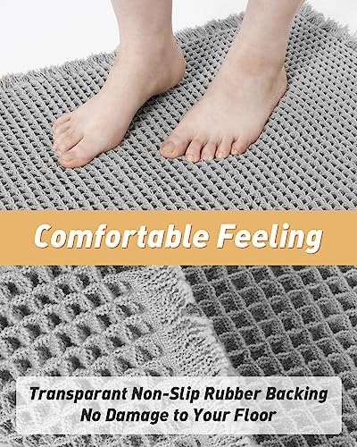 AMOAMI Light Grey, Quick Dry Washable Bathroom Rugs, Extra Soft