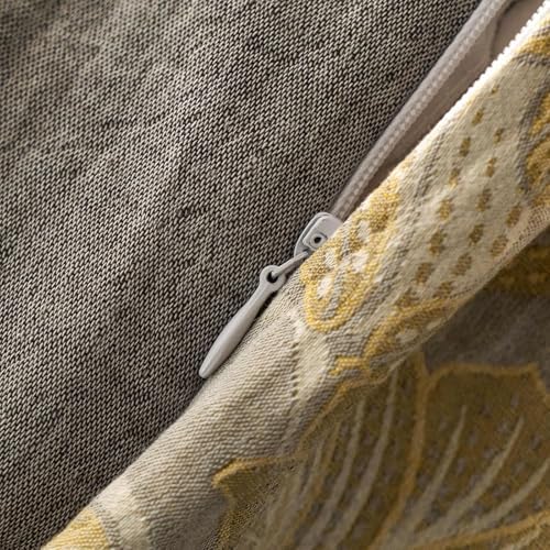 LifeTB Golden Floral Jacquard Duvet Cover Queen 3 Pieces Cotton
