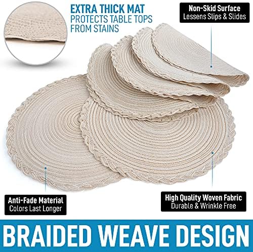 Zulay Kitchen 15 Inch Round Placemats for Dining Table Set of 6