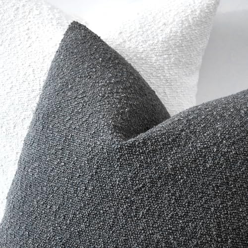18x18 Boucle Throw Pillow Covers, Set of 2, Charcoal