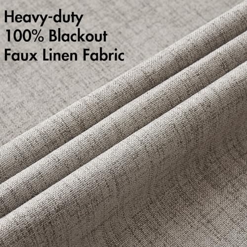 MIULEE 100% Blackout Linen Curtains for Bedroom 52x84 Inches Warm