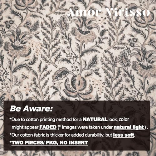 Amor Virisso Floral Pillow Covers 20x20 Set of 2 Vintage Block Print