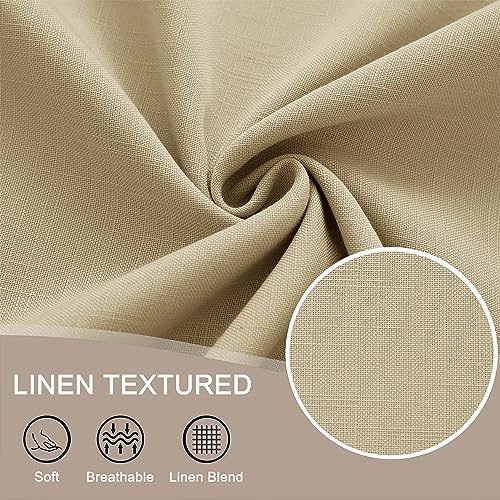 Fcosie Beige Linen Textured Drapes 120 Inches Long Pinch Pleated