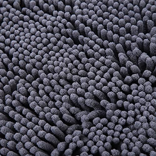 Chenille Bathroom Non Slip Mat, Water Absorbent Rug Set, 2pcs Anti