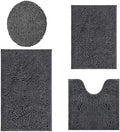 Bathroom Rugs Sets 4 Piece, Extra Soft Absorbent Chenille Bath Rugs