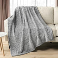 PAVILIA Sherpa Throw Blanket for Couch Sofa Bed, Heather Gray 60x80
