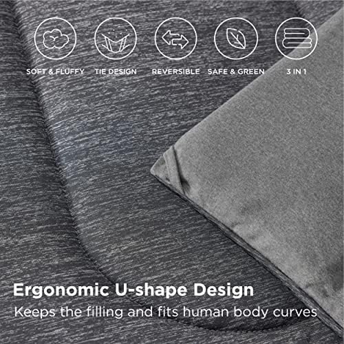 Bedsure Queen Comforter Set, Cooling & All-Season Bedding, Dark Grey