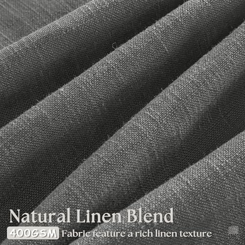 Charcoal Gray Linen Pinch Pleat Semi Sheer 120 Inch Curtains 2 Panels