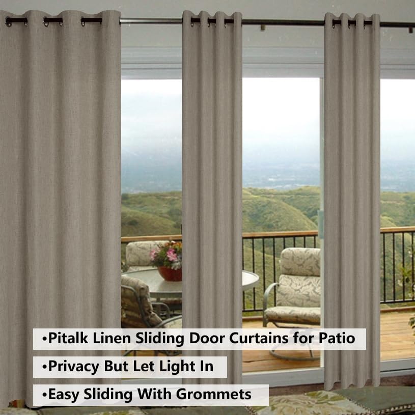 Pitalk Taupe Linen Curtains 84 Inch Length for Bedroom Living Room