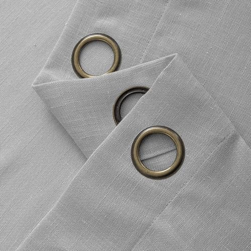 Linen Gray Grommet Curtains 63 Inch Length for Bedroom Boho Semi Sheer