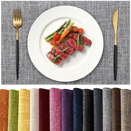 KXN Placemats Set of 8, Durable Dual-Layer Fabric Table Mats, Light