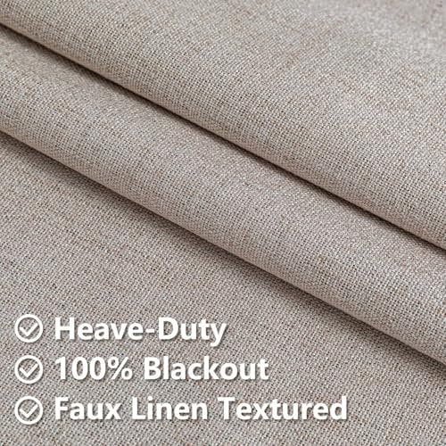 100% Blackout Linen Curtains for Bedroom and Living Room