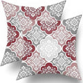 Red Boho Pillow Covers 18x18 Inch Pack of 2 Bohemian Gray and Red