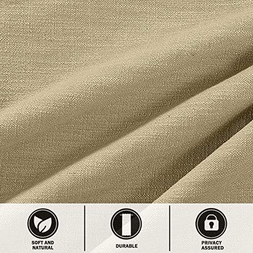 TWOPAGES Linen Cotton Tab Top Curtain Elegant Natural Solid Tan