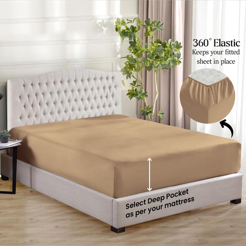 500-TC Egyptian Cotton Fitted Sheet – 1 Piece Only, Deep Pocket Design