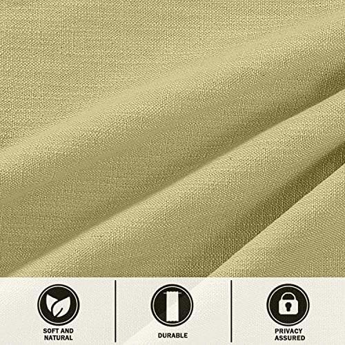 TWOPAGES Elegant Tab Top Curtain for Living Room, Solid Khaki Linen