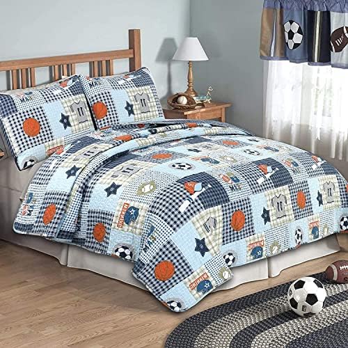 Cozy Line Home Fashions Blue Sports Baseball Basketball Soccer Ball