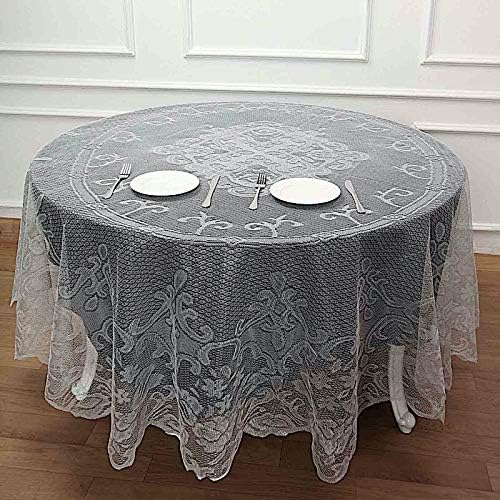 BalsaCircle 90-Inch Ivory Premium Lace Round Tablecloth Table Linens