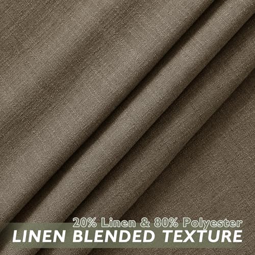 Fcosie Cocoa Creme Natural Linen Extra Long Curtain with Grommets Top